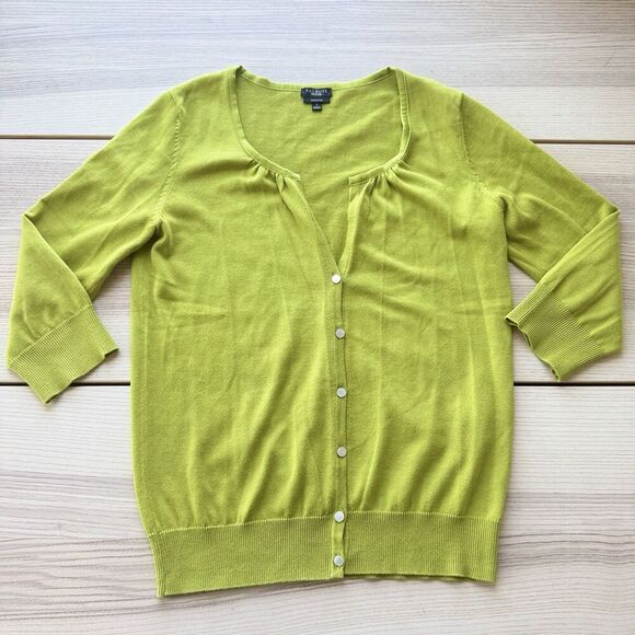 Talbots Pima Cotton Blend Cardigan Womens Plus S Green Button Up Career Casual - Picture 10 of 10